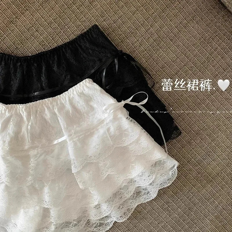 Floral Lace Lolita Safety Pants Women Summer Shorts Petticoat Underpants Girls Fashion Princess Loose Shorts