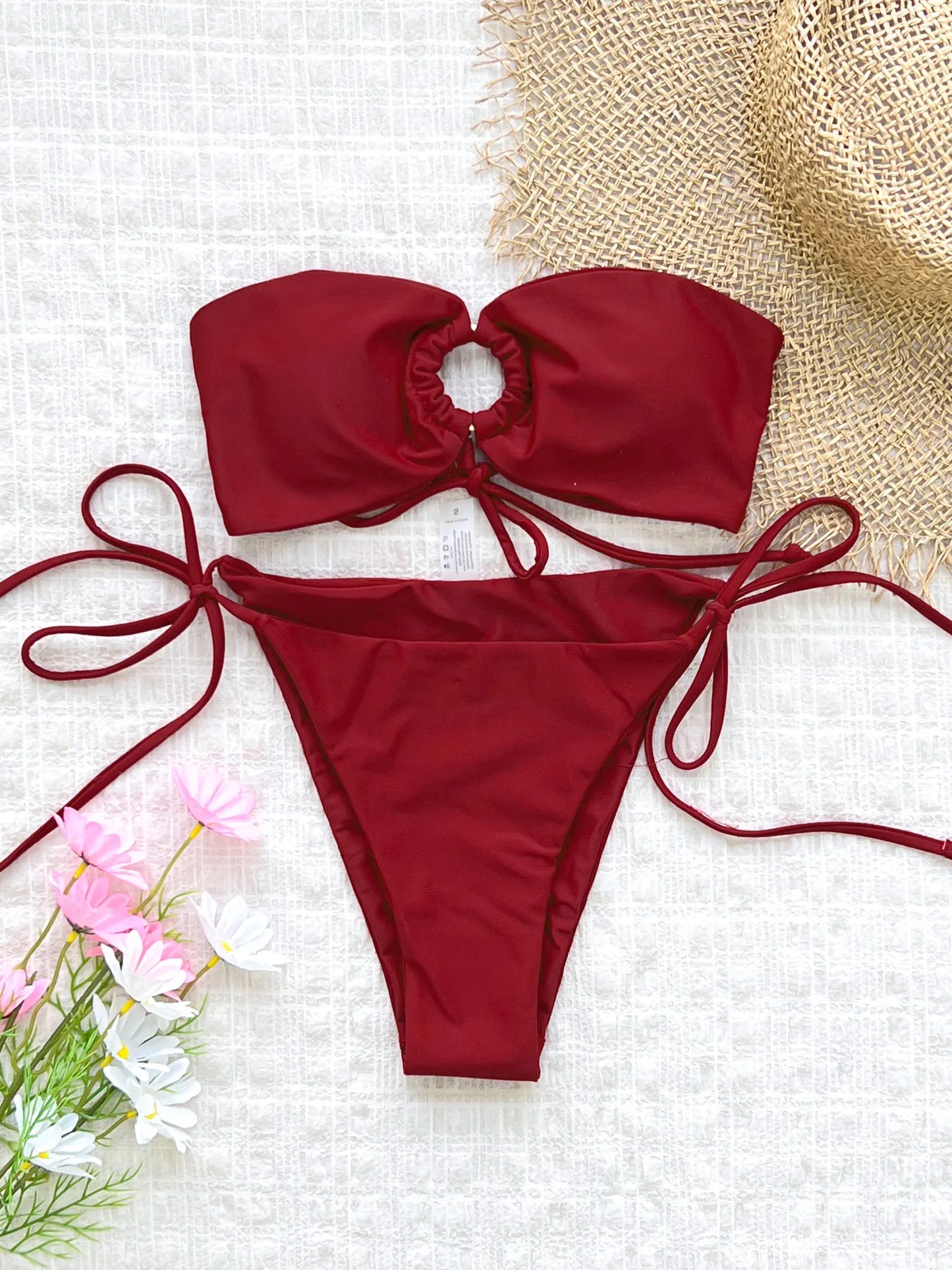 2025 Sexy Brazilian Bikini Sets Thong Swimsuit Women Swimwear Micro Bikinis Female Beachwear Solid G-string Bath Suits Bandeau