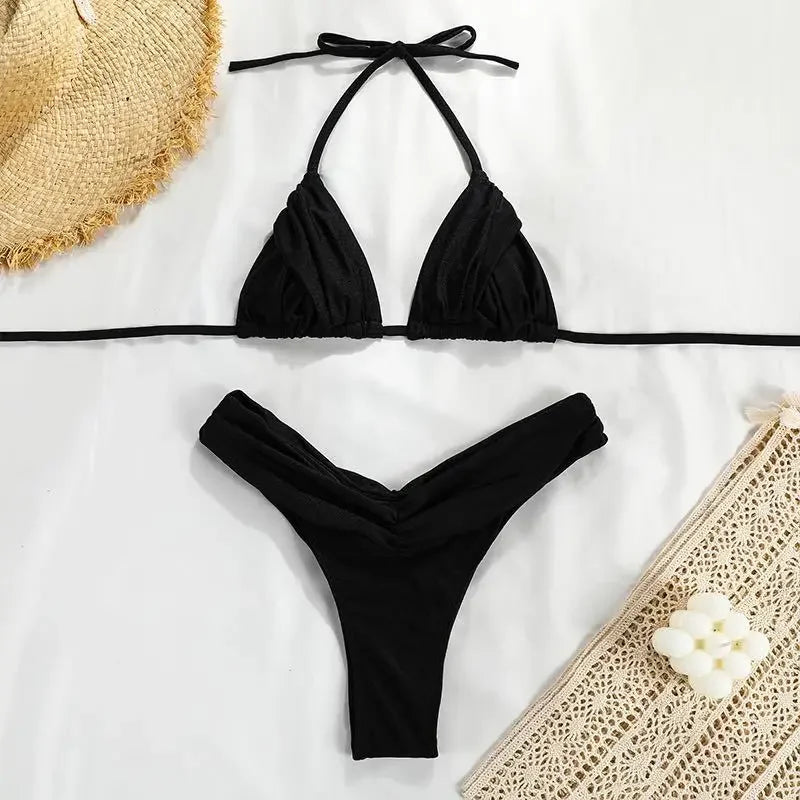 Bandage Bikinis Set 2024 Sexy Bikini Sets Solid Swimsuit Women Beachwear Summer Swimwear High Cut Bathing Suit Female Biquinis