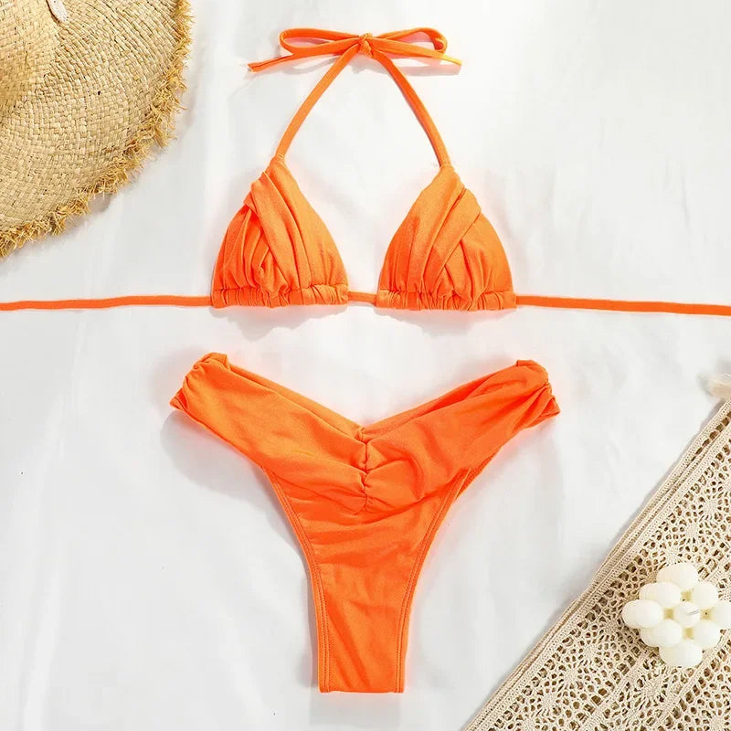Bandage Bikinis Set 2024 Sexy Bikini Sets Solid Swimsuit Women Beachwear Summer Swimwear High Cut Bathing Suit Female Biquinis